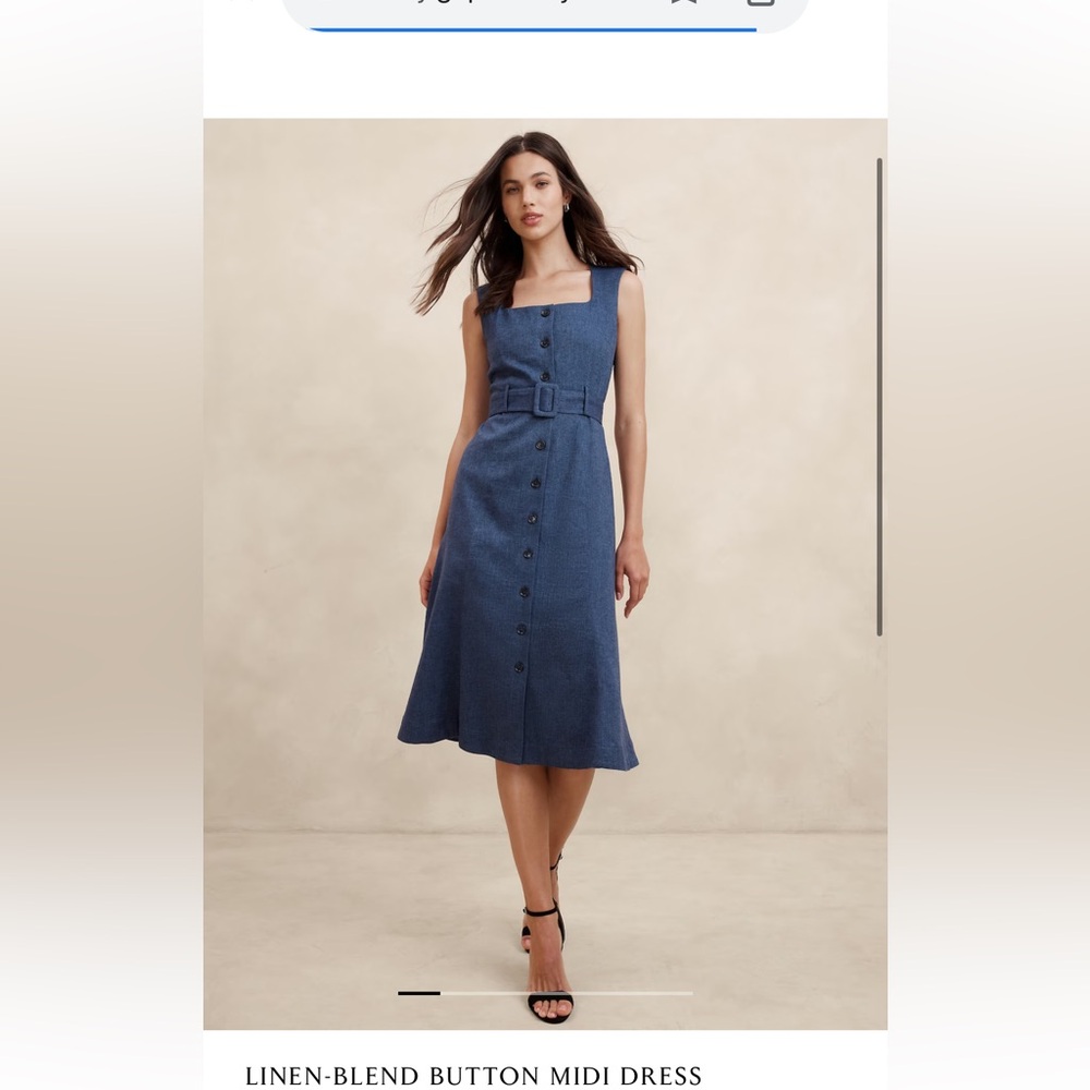 Banana republic linen blend midi dress 0 petite NWT